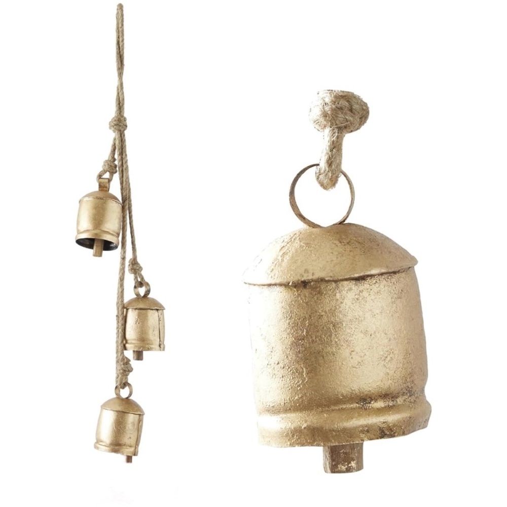 3 bell rustic metal hanging large bells christmas decoration
